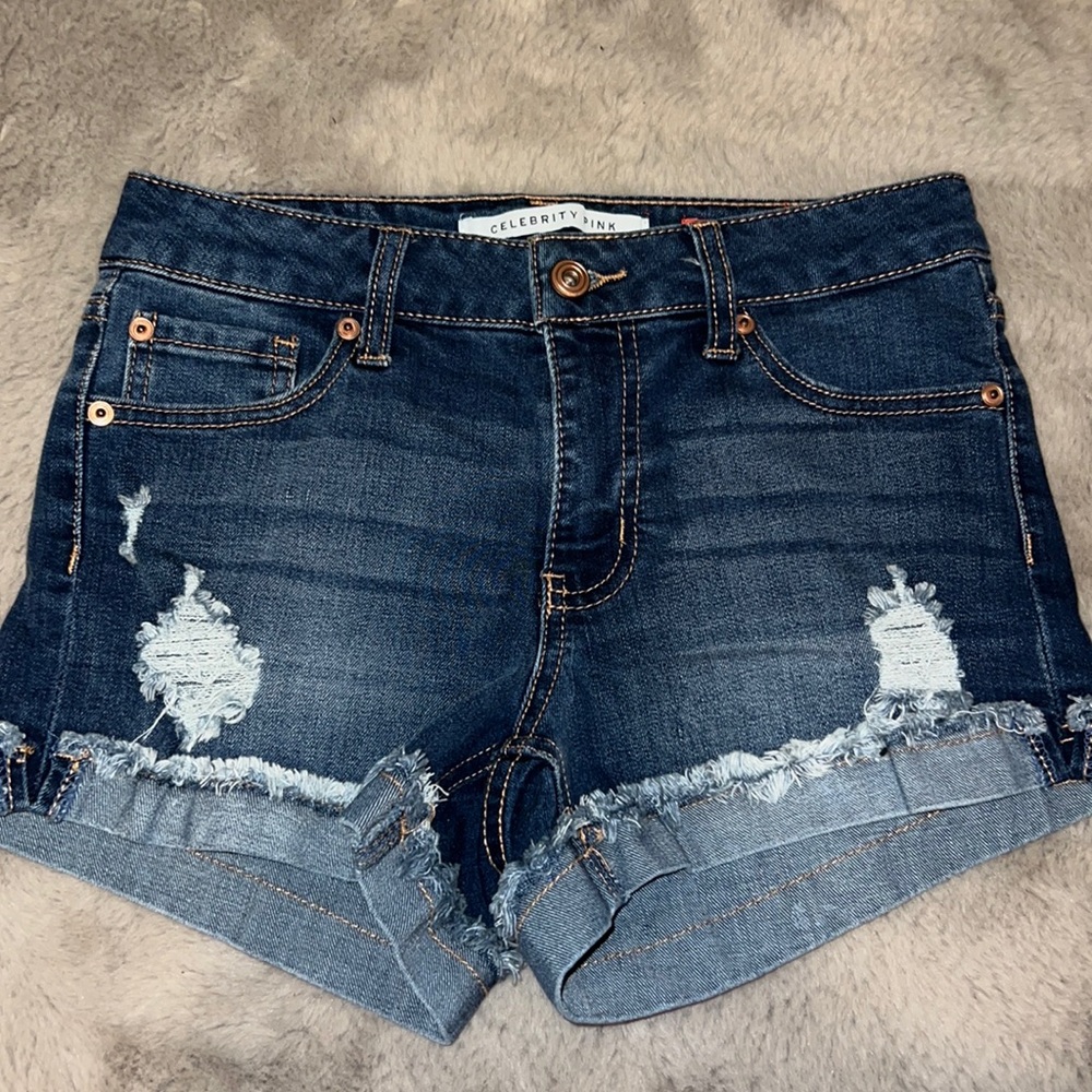Celebrity Pink Lightly Ripped Jean Short, Juniors 1/25